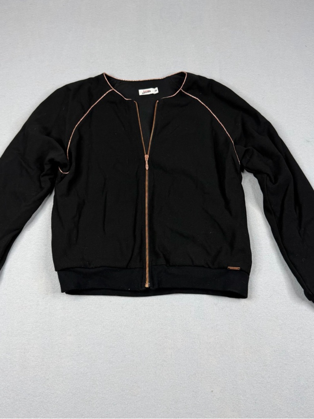 Junior Gaultier Jean Paul Gaultier 12A Black Zip Jacket Y2K Rose Gold Trim